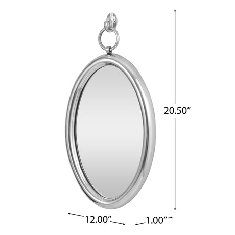 Grover Modern Handcrafted Oval Aluminum Wall Mirror by Christopher Knight Home - 12.00" L x 1.00" W x 20.50" H