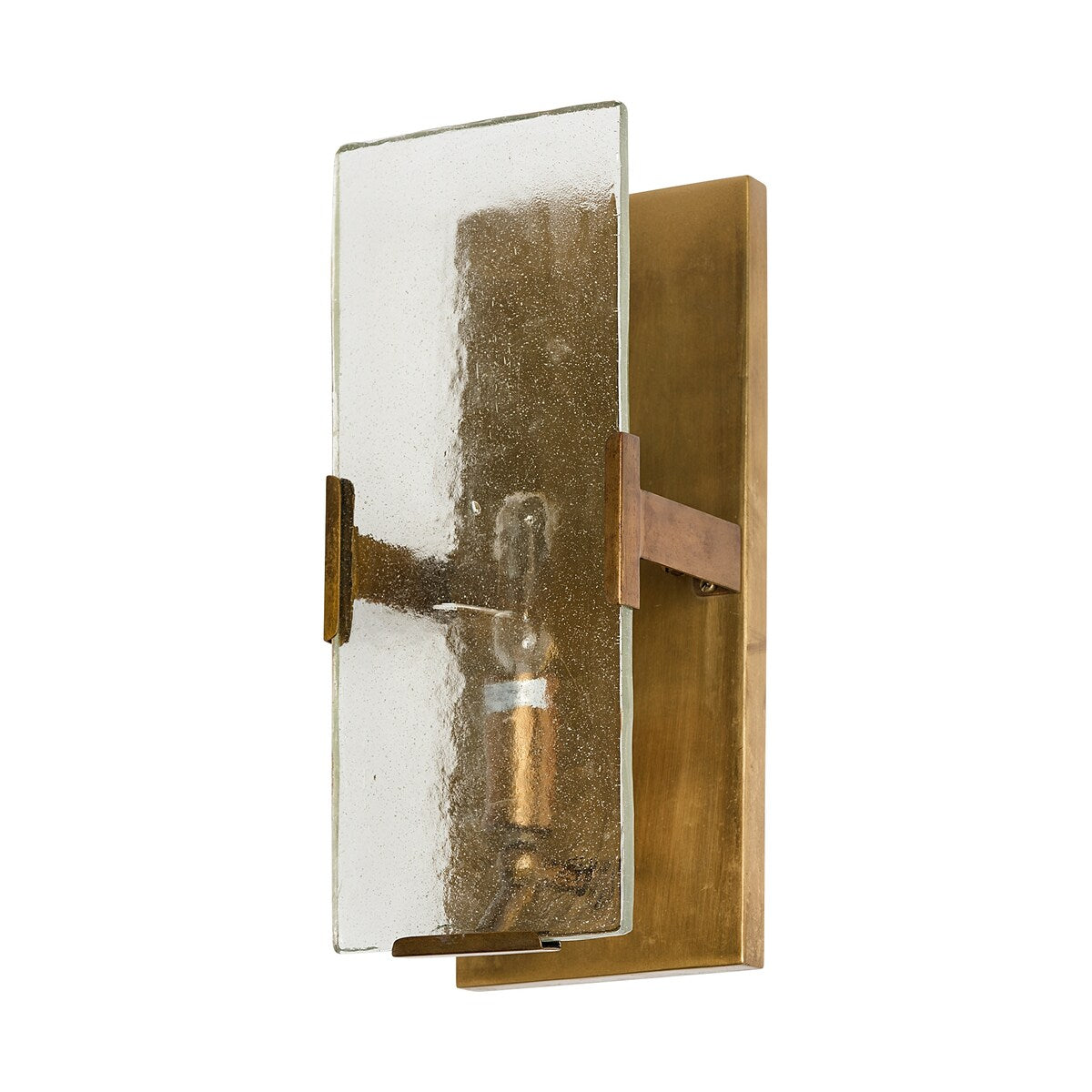 Gruber Brass Toned Metal w/ Frosted Glass Rectangular Wall Sconce