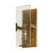 Gruber Brass Toned Metal w/ Frosted Glass Rectangular Wall Sconce