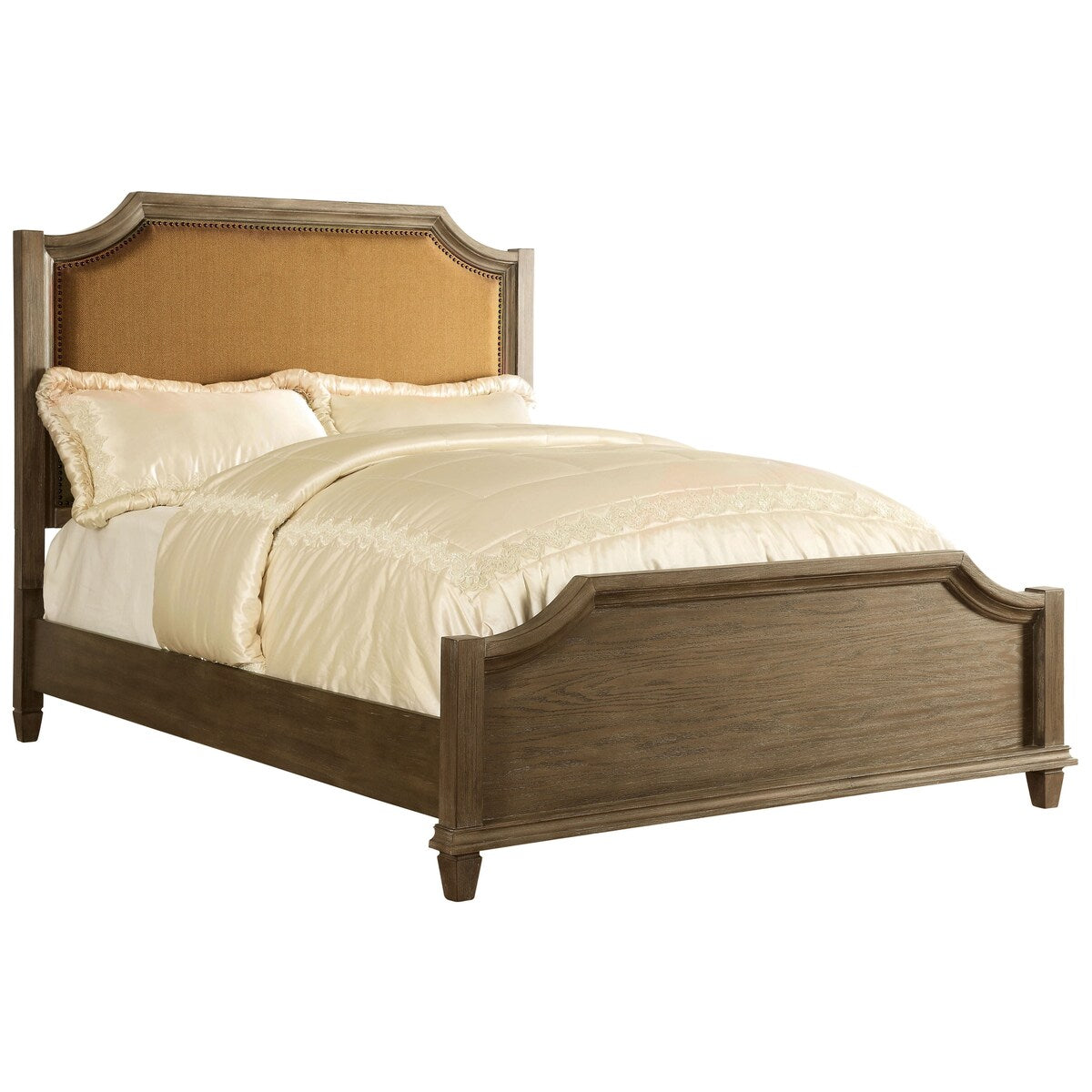 Furniture of America Dete Modern Grey Solid Wood Nailhead Panel Bed