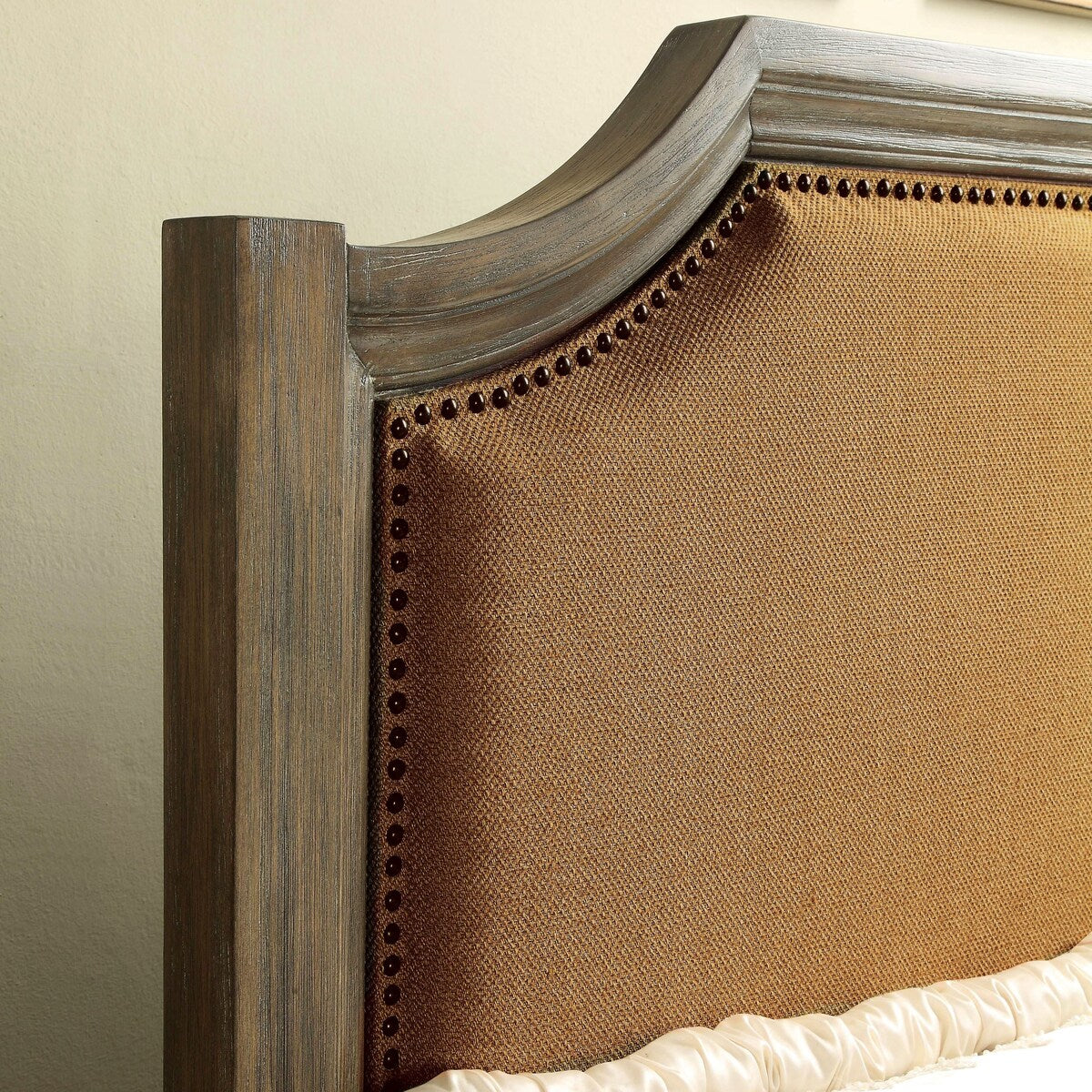 Furniture of America Dete Modern Grey Solid Wood Nailhead Panel Bed