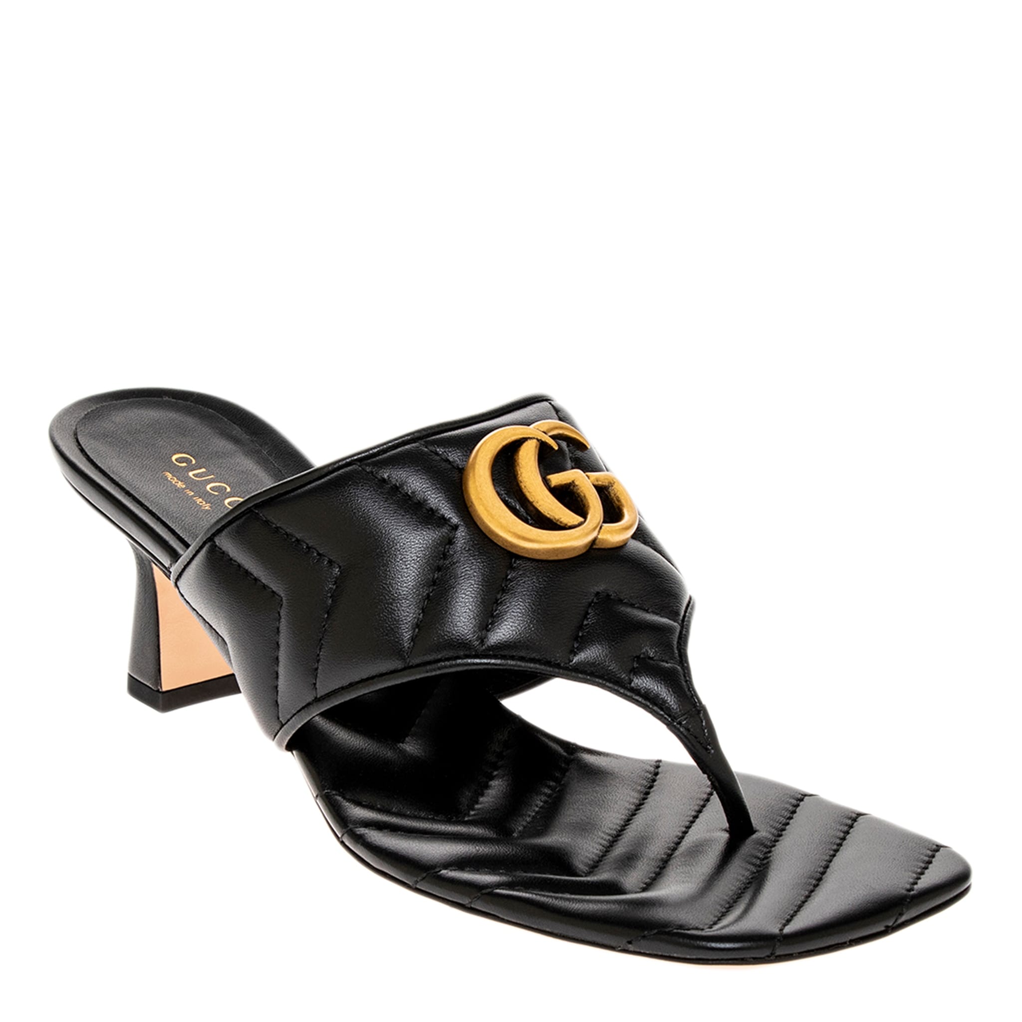 gucci leather thong sandal with double g