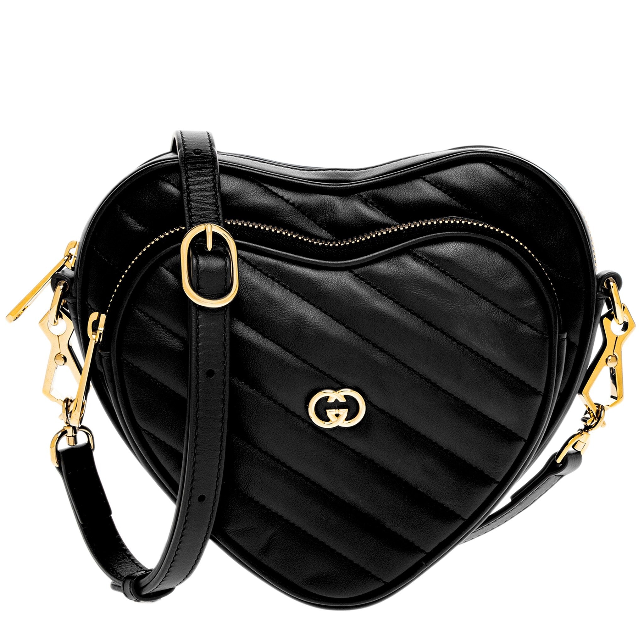 【GUCCI】Interlocking Flower Print Heart Crossbody Bag MULTI Gucci Brit Roses Print Quilted Leather Interlocking G Mini
