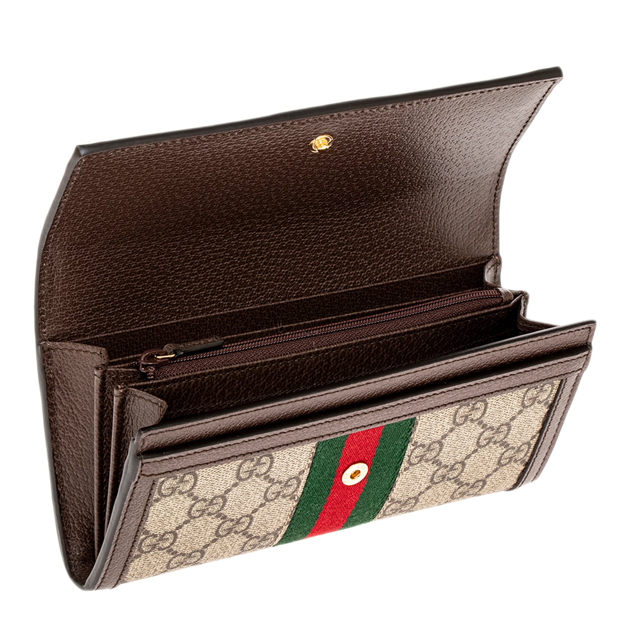 【GUCCI】 Ophidia GG Wallet Ophidia coin zip wallet in beige and brown GG Supreme