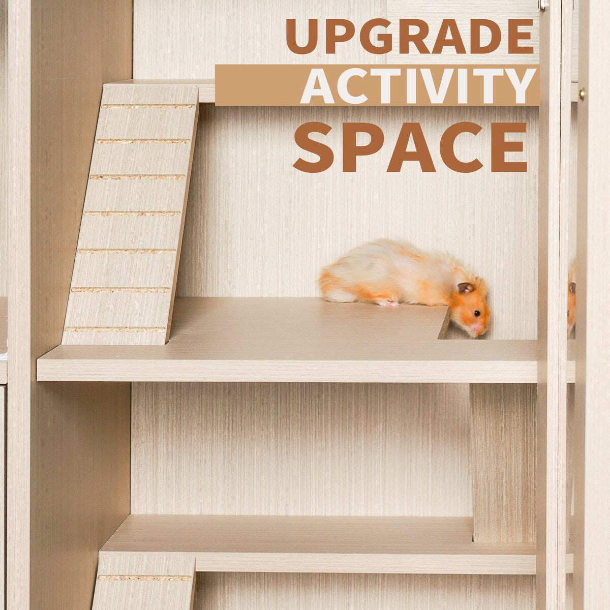 Guinea Pig Cages,4-Tier Hamster Cage Wood with Storage Cabinet, House for Rat Chinchilla, Openable Top, Acrylic Windows