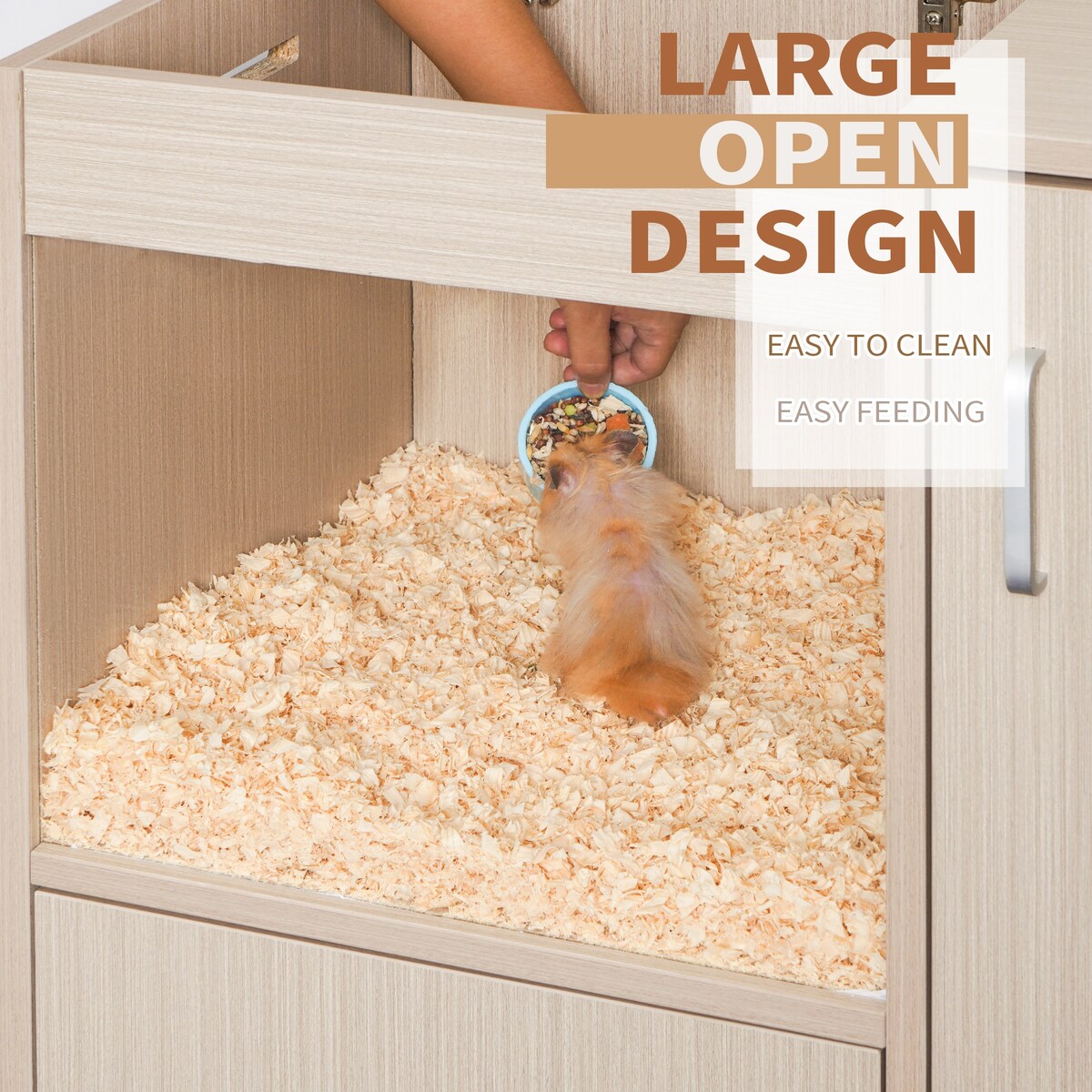 Guinea Pig Cages,4-Tier Hamster Cage Wood with Storage Cabinet, House for Rat Chinchilla, Openable Top, Acrylic Windows
