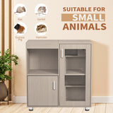 Guinea Pig Cages,4-Tier Hamster Cage Wood with Storage Cabinet, House for Rat Chinchilla, Openable Top, Acrylic Windows