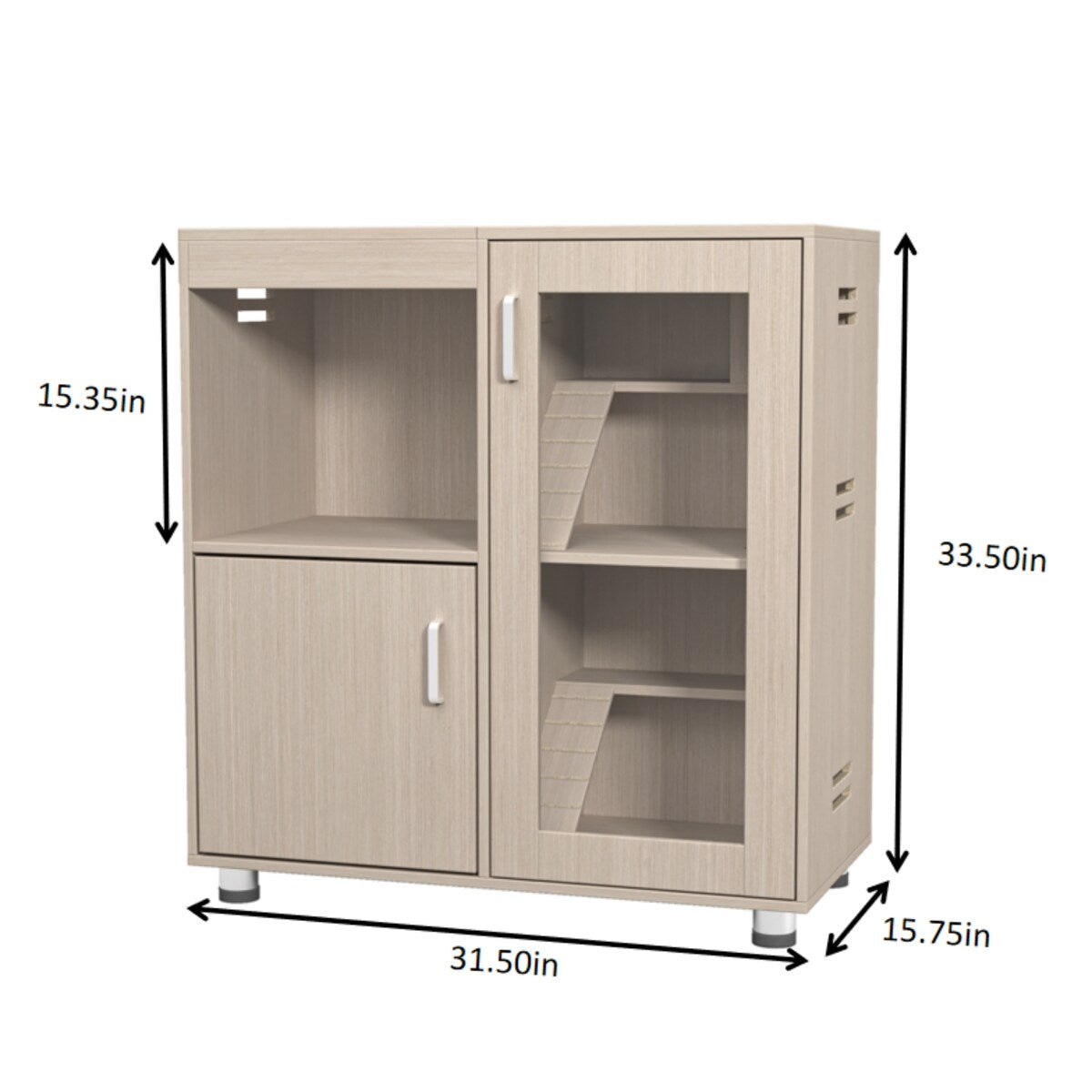 Guinea Pig Cages,4-Tier Hamster Cage Wood with Storage Cabinet, House for Rat Chinchilla, Openable Top, Acrylic Windows