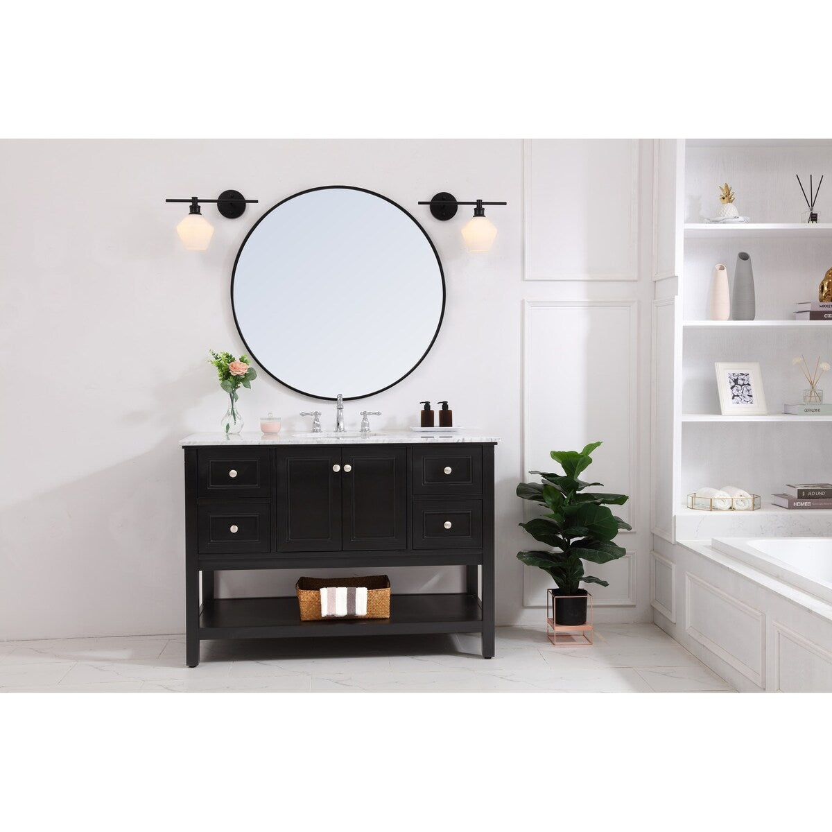 Giuseppe Designs 3 lights bath sconce in black with brasswith clear s - Exact Size