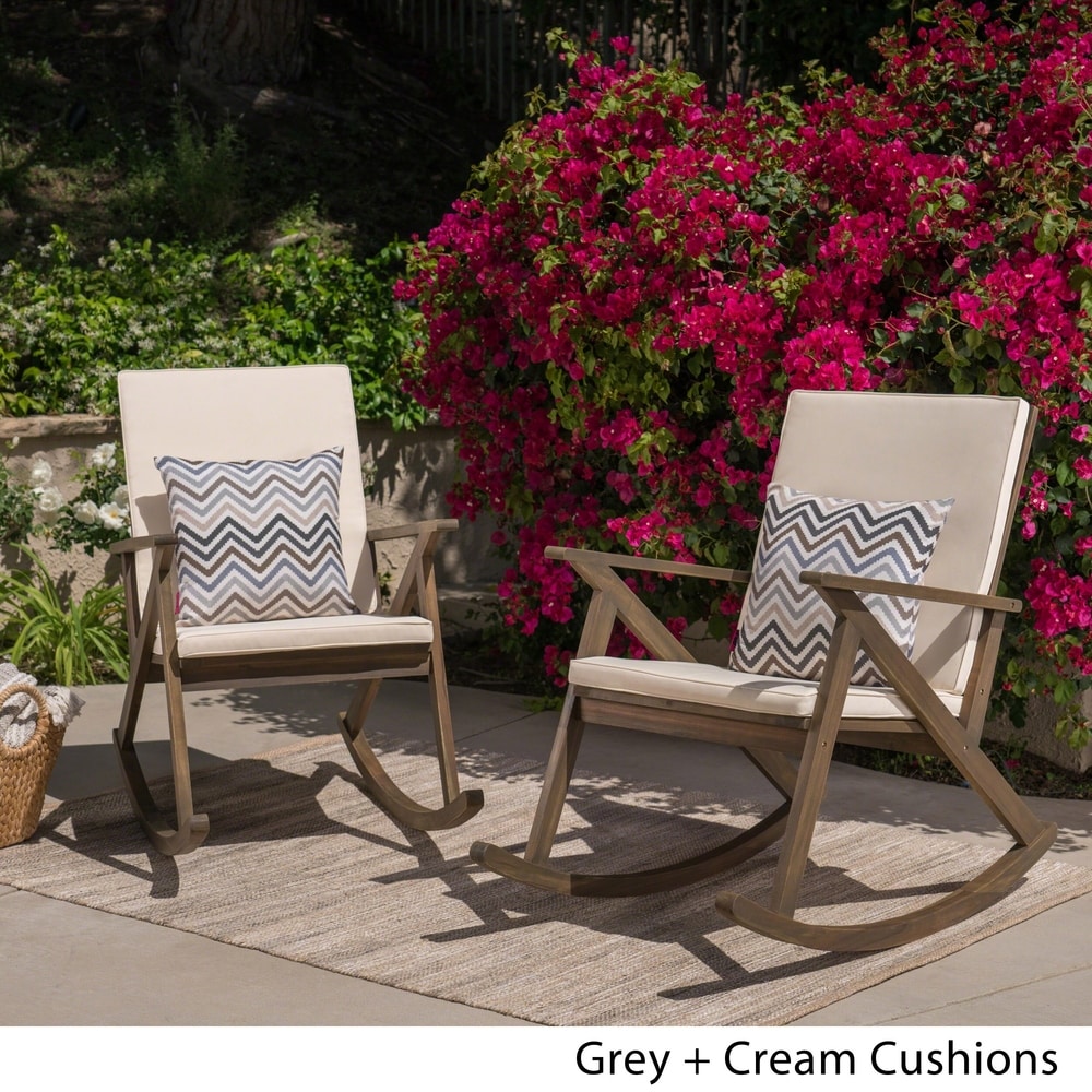 Gus Outdoor Wood Rocking Chair (Set of 2) by Christopher Knight Home
