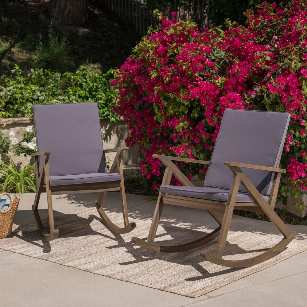 Gus Outdoor Wood Rocking Chair (Set of 2) by Christopher Knight Home