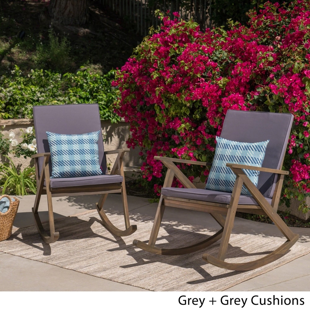 Gus Outdoor Wood Rocking Chair (Set of 2) by Christopher Knight Home