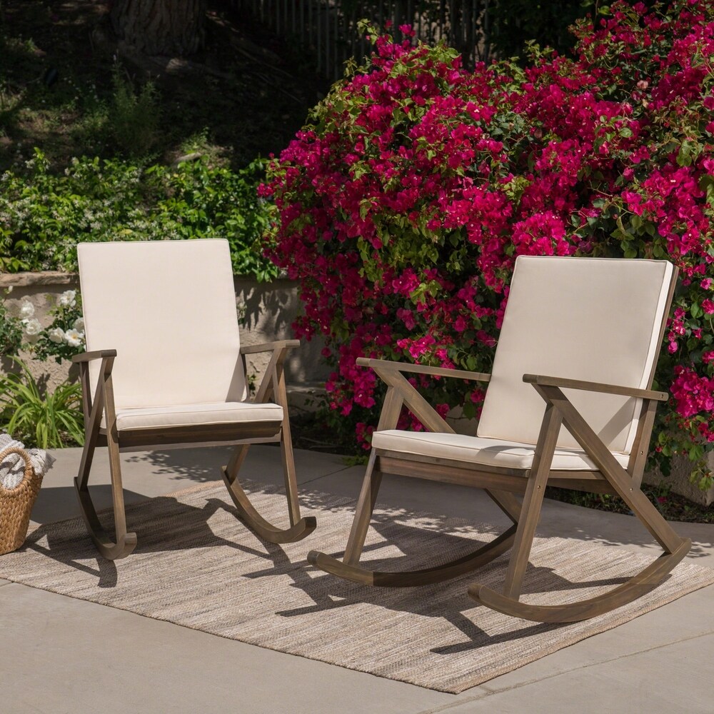 Gus Outdoor Wood Rocking Chair (Set of 2) by Christopher Knight Home