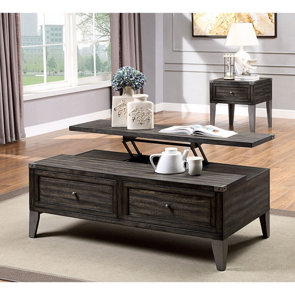 Sete Industrial Oak 48-inch Solid Wood 2-Drawer Coffee Table by Furniture of America