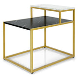 Gymax 2 Tier End Side Table Metal Frame Nightstand with Storage Shelf