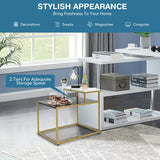 Gymax 2 Tier End Side Table Metal Frame Nightstand with Storage Shelf