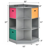 Gymax 3-Tier Kid Storage Shelf Cubes w/3 Baskets Corner Cabinet - See Details
