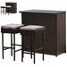 Gymax 3PCS Rattan Patio Bar Table & Stool Set Dining Set w/ Gray & Off