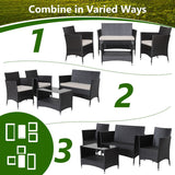 Gymax 8PCS Outdoor Sofa Set Patio Rattan Wicker Conversation Set w/