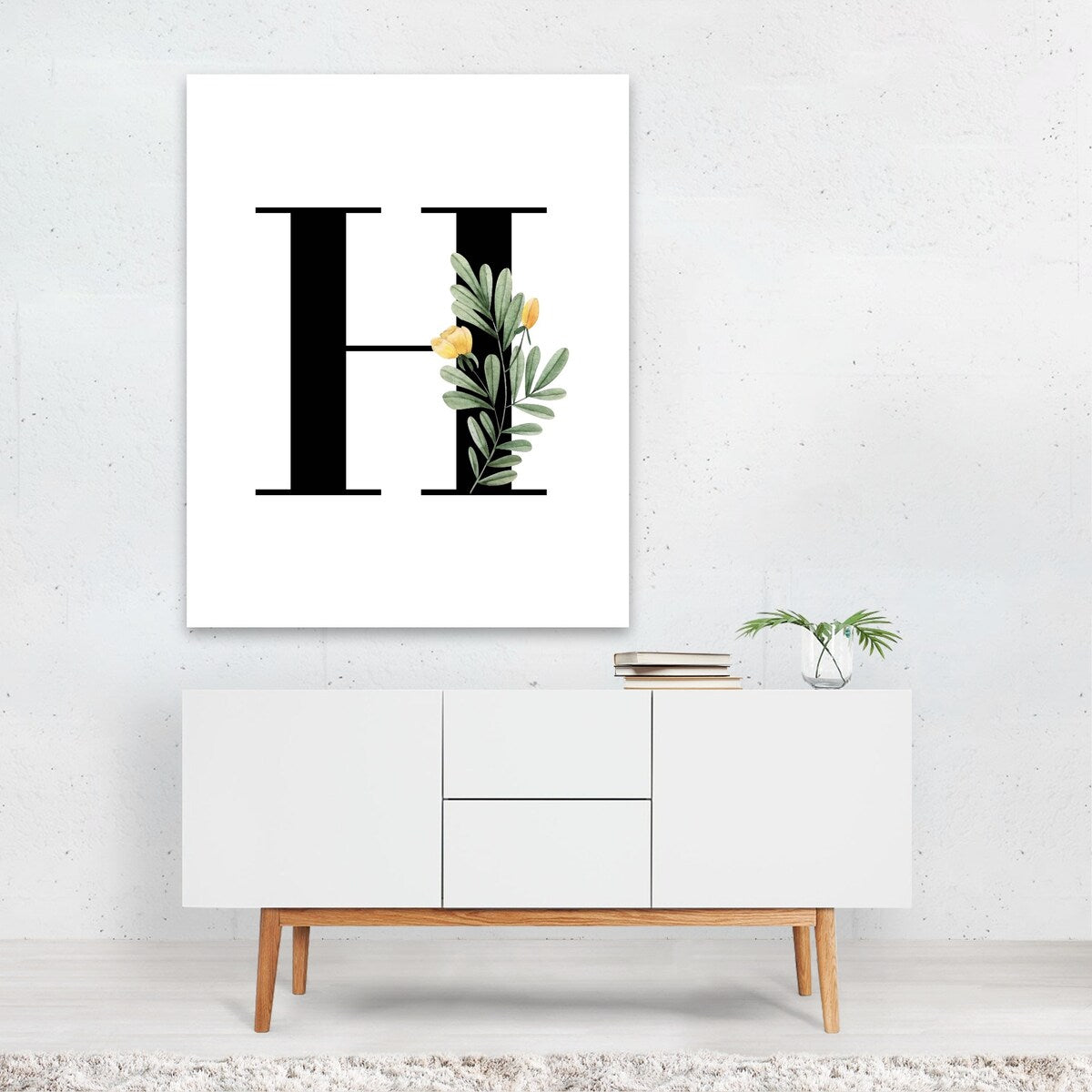 H Floral Letter Initial Typography Children s Art Art Print/Poster