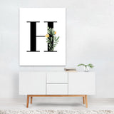 H Floral Letter Initial Typography Children s Art Art Print/Poster