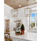 H25 X W17 Gold or Black Cage Large Lantern Iron Art Design Candle-Style Chandelier Pendant, Ceiling Light Fixture