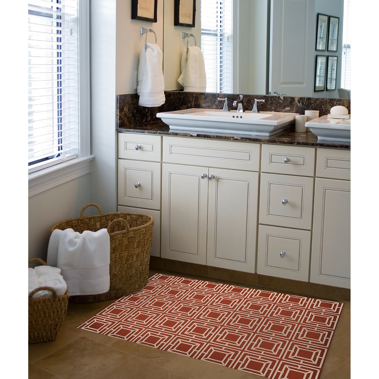 HAMPTON BAMBOO RUST Bath Rug By Kavka Designs