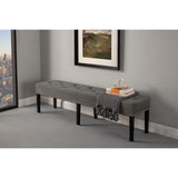 HD Couture King Grey Velvet and Wood Bench