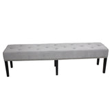 HD Couture King Grey Velvet and Wood Bench
