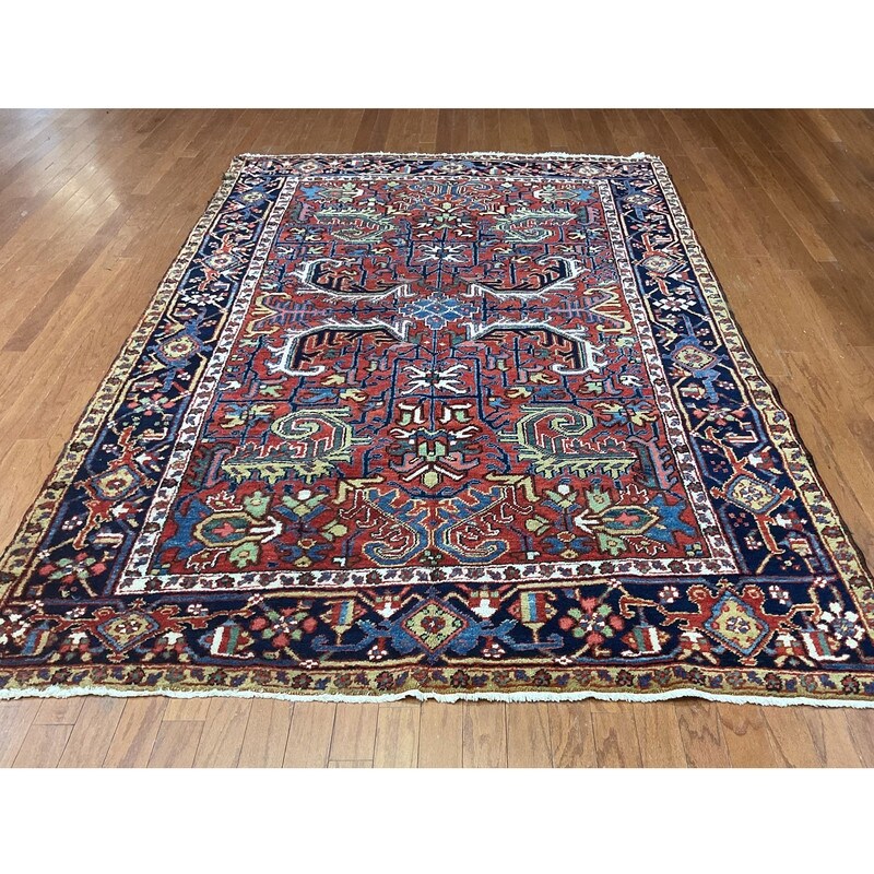 HERAT ORIENTAL 1920s Antique Persian Heriz Wool Rug - 6'1" x 8'10"