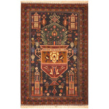 HERAT ORIENTAL Hand-Knotted Tribal Balouchi Prayer Wool Rug - 2'10 x 4'4