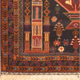 HERAT ORIENTAL Hand-Knotted Tribal Balouchi Prayer Wool Rug - 2'10 x 4'4