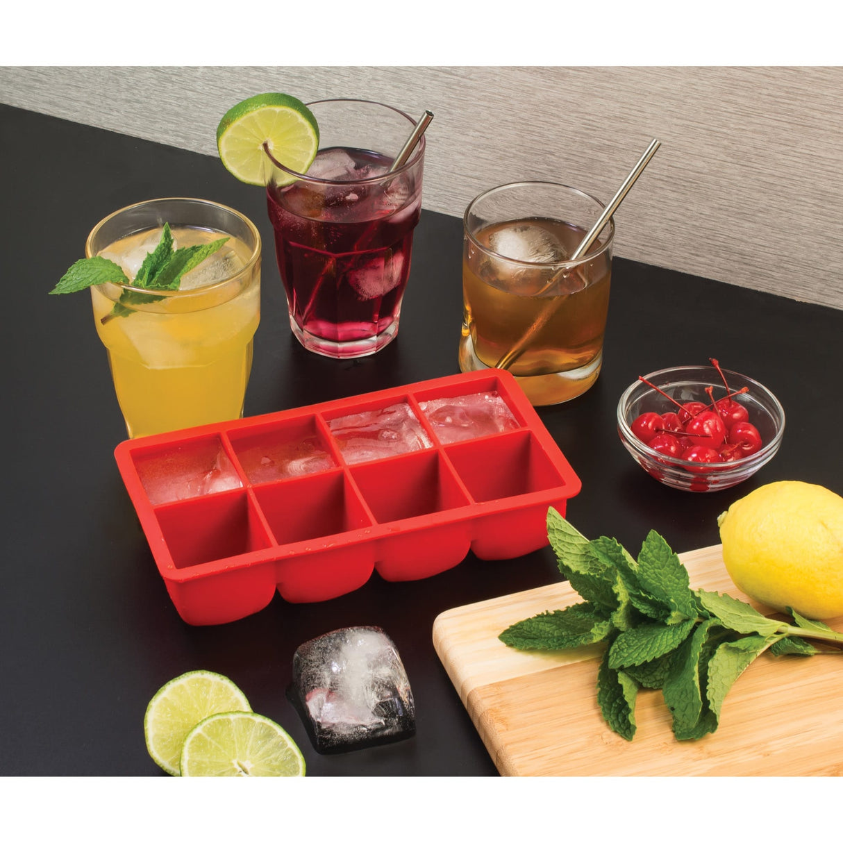 HIC Kitchen Big Block Silicone Ice Cube Tray, Set of 2