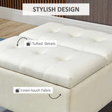 HOMCOM 30" Square Storage Ottoman, Upholstered Ottoman Coffee Table with Lift Top, Button Tufted and Wood Legs, Dark Grey