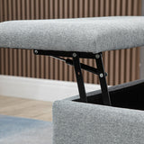 HOMCOM 30" Square Storage Ottoman, Upholstered Ottoman Coffee Table with Lift Top, Button Tufted and Wood Legs, Dark Grey