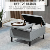 HOMCOM 30" Square Storage Ottoman, Upholstered Ottoman Coffee Table with Lift Top, Button Tufted and Wood Legs, Dark Grey