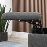HOMCOM 30" Square Storage Ottoman, Upholstered Ottoman Coffee Table with Lift Top, Button Tufted and Wood Legs, Dark Grey
