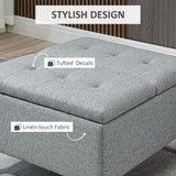 HOMCOM 30" Square Storage Ottoman, Upholstered Ottoman Coffee Table with Lift Top, Button Tufted and Wood Legs, Dark Grey