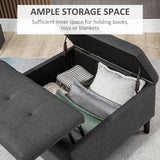 HOMCOM 30" Square Storage Ottoman, Upholstered Ottoman Coffee Table with Lift Top, Button Tufted and Wood Legs, Dark Grey