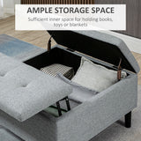 HOMCOM 30" Square Storage Ottoman, Upholstered Ottoman Coffee Table with Lift Top, Button Tufted and Wood Legs, Dark Grey