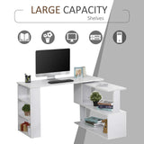 HOMCOM 360° Rotating L-Shaped Corner Desk: White, with Storage Shelves