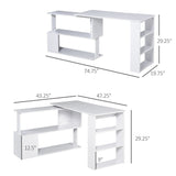 HOMCOM 360° Rotating L-Shaped Corner Desk: White, with Storage Shelves