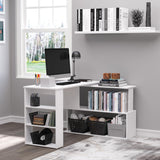 HOMCOM 360° Rotating L-Shaped Corner Desk: White, with Storage Shelves