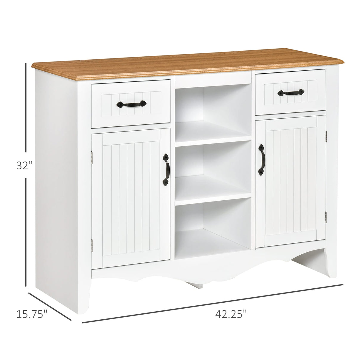 HOMCOM 42" Accent Sideboard Storage Cabinet, Serving Buffet with Drawers and Adjustable Shelves for Dining Room, Living Room