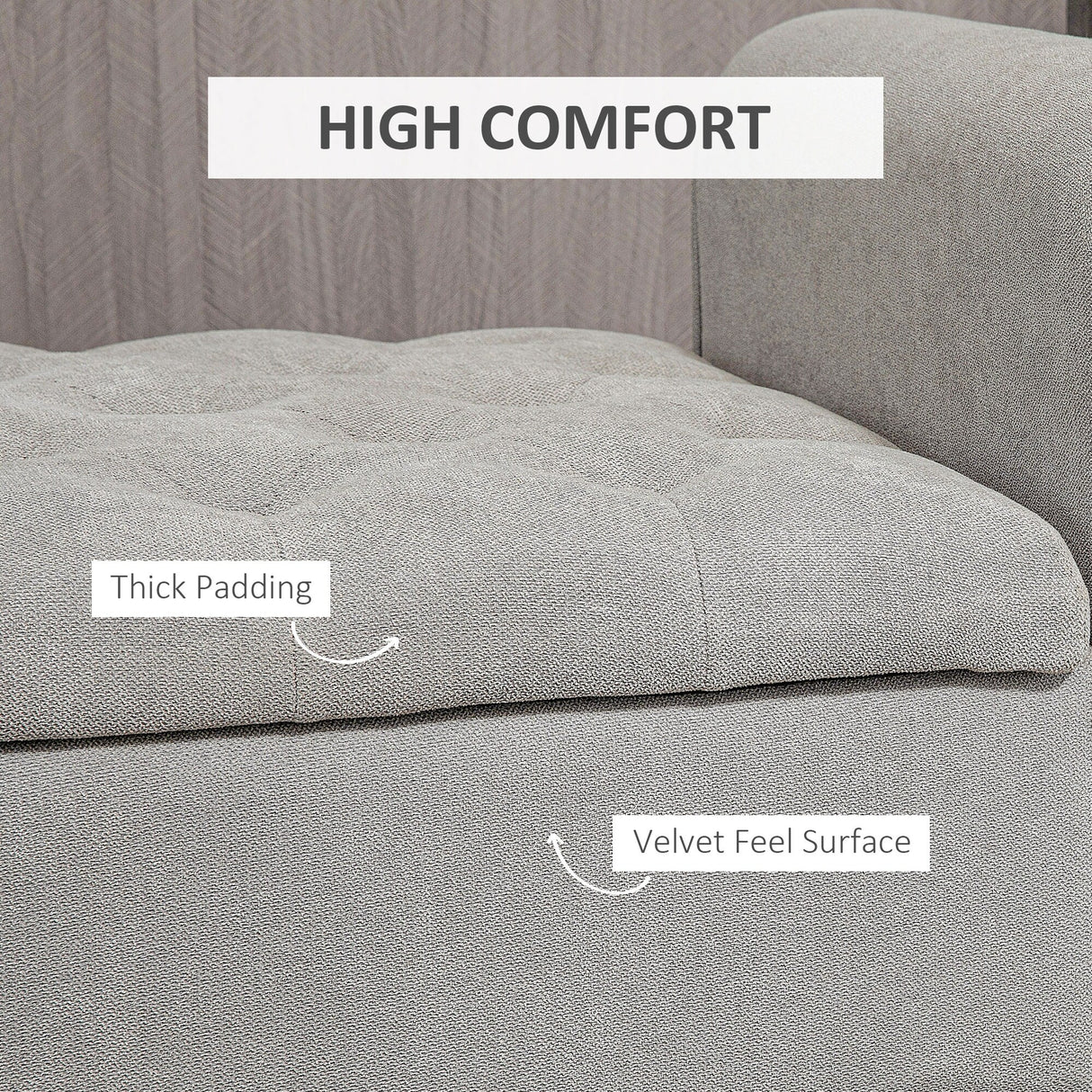 HOMCOM 50" Storage Ottoman Bench, Upholstered End of Bed Bench with Rolled Arms, Wood Legs, Button Tufted Storage Bench Gray