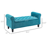 HOMCOM 50" Storage Ottoman Bench, Upholstered End of Bed Bench with Rolled Arms, Wood Legs, Button Tufted Storage Bench Gray