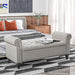 HOMCOM 50" Storage Ottoman Bench, Upholstered End of Bed Bench with Rolled Arms, Wood Legs, Button Tufted Storage Bench Gray