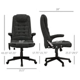 HOMCOM 6 Point Vibrating Massage Office Chair with Heat, Linen High Back Executive Office Chair with Reclining Backrest