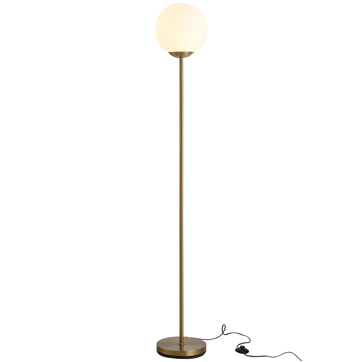 HOMCOM 67.25" Modern Floor Lamp Standing Lamp Foot Switch E26 Lamp Holder Metal Frame Glass Shade Living Room