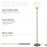 HOMCOM 67.25" Modern Floor Lamp Standing Lamp Foot Switch E26 Lamp Holder Metal Frame Glass Shade Living Room